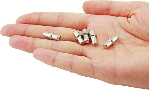 Piutouyar 50Pcs 5mm Shelf Pins Cabinet Shelf Pegs Metal Nickel Shelf Support Pegs Heavy Duty Shelf Bracket Pegs