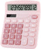 Office Desktop Calculators, 12-Digit Dual Power Cute Calculator with Large LCD Display and Big Button (Pink)
