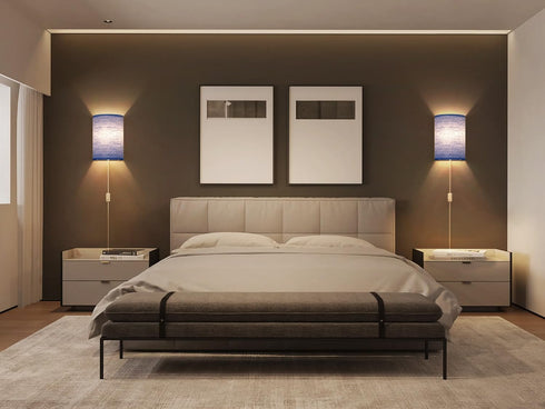 Set Plug in Wall Sconces of Two: Wall Lights with On/Off Switch - Stepless Color Temperature Wall Mount Lamps - Fabric