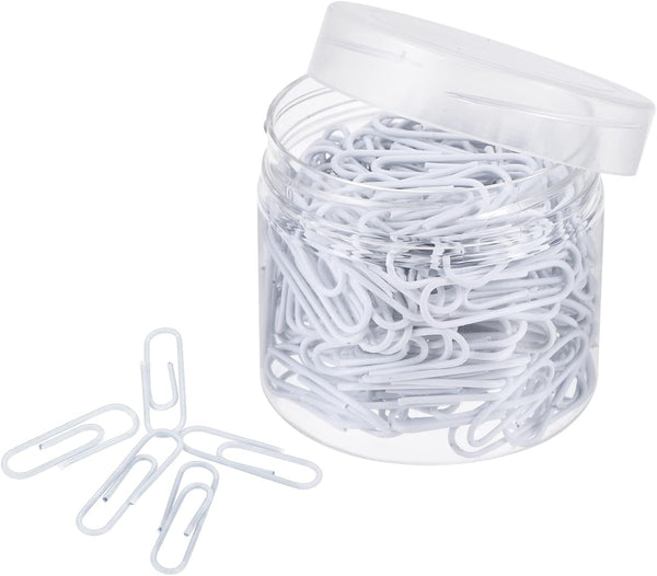 MECCANIXITY Paper Clips, Small Size 1.1 Inch, Vinyl Coated, 200 Count, White, Box for Organizing Office Home