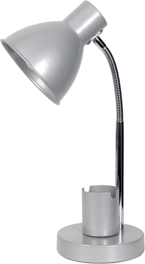 Simple Designs LD1076-SLV 16.22" Sleek Essentials Adjustable Metal Desk Task Lamp with