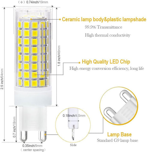 Armynetwork G9 Bulb, 8W G9 Bulb Dimmable, Bulb G9 6000k, 100W G9 4 Pack Led Led Bi Pin Base(Led Base), Daylight
