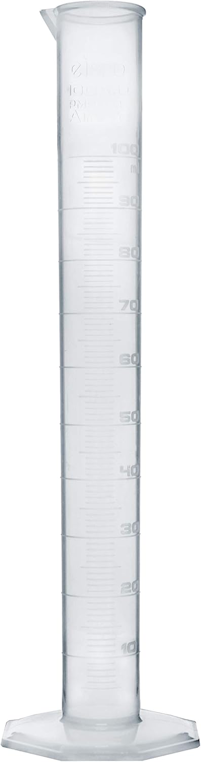 EISCO Graduated Cylinder, 100mL - Class A Tolerance, Octagonal Base, TPX Plastic, Industrial Quality, Autoclavable