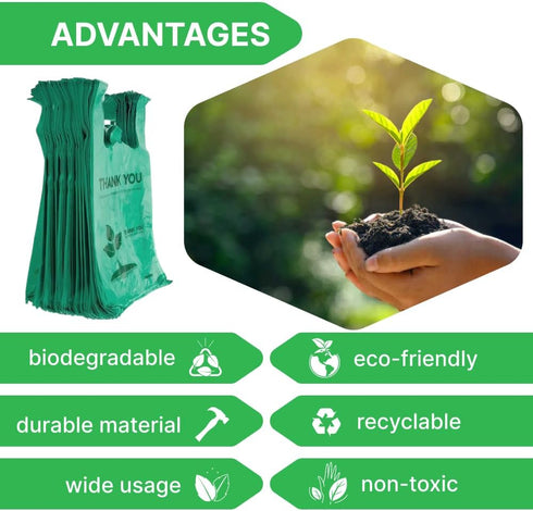 Lakesstory Eco-Friendly Compostable T-Shirt Bags - Green