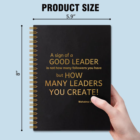 QYUVK A Sign of a Good Leader Black Gold Hardcover 160 Pages Spiral Notebooks, Leader Notebook, Leader Appreciation Gift, Leaving Going Away Gifts for Best Boss Leader Mentor, Boss Gifts for Men Women