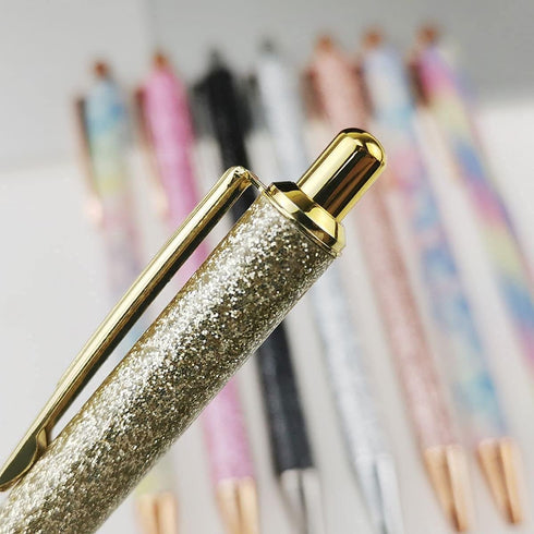 Fun Sparkle Fancy Ballpoint Pen, Cute Sparkly Click Metal Pens, 12 Count Multicolor, Black Ink for Journaling