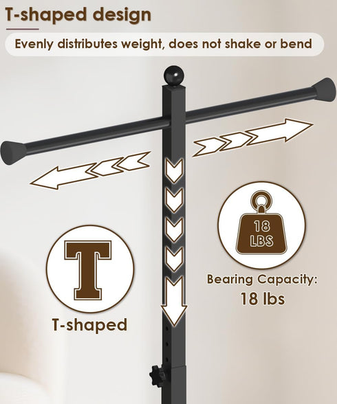 Ansionsol 42-48 Inch 2 Adjustable Height Shopping Bag Rack, Heavy Duty Metal T-shaped Grocery Bag Holder for Retail