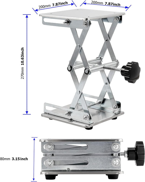 2 Pack 8 x 8 Inch Lab Scissor Jack, Stainless Steel Lift Stand, Expandable from 80mm to 270mm