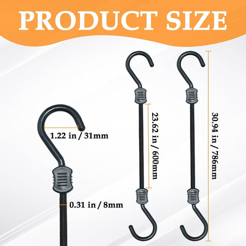 Bungee Cords with Hooks, 24 Inch Superior Latex Heavy Duty Outdoor Bungee Cords with Plastic Steel Hooks for Camping, Tarps, Bike Rack, Tent (4 Pack, Black) by MARRTEUM