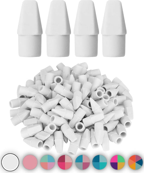 Mr. Pen White Pencil Top Erasers, 120 pc - Eraser Caps for Pencils, White Pencil Head Erasers