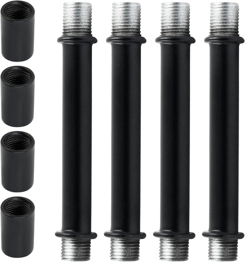 BokWin 4 Pcs M10 Lamp Extension Rod with Connector Black Pendant Extension Rods