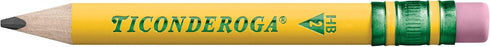 Ticonderoga My First Short Triangular Wood-Cased Pencils, 2 HB Soft with Erasers, Yellow, 12 Count