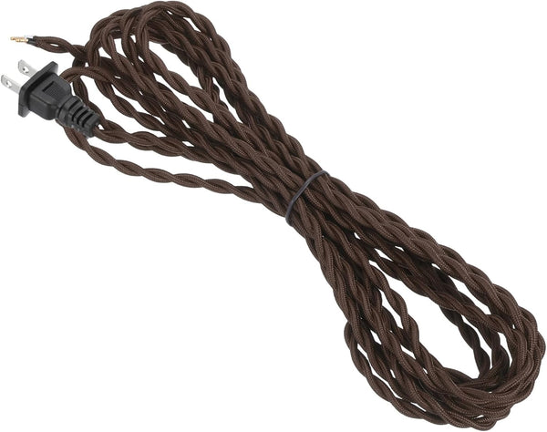 uxcell 15Ft 18/2 Twisted Cloth Covered Lamp Cord, Vintage Fabric Electrical Wire with