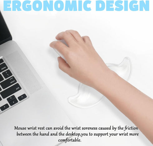 Elbow Gel Wrist Rest for Keyboard and Mouse Transparent White Mustache Pad Cushion Ergonomic Cute Clear Cool Mouse