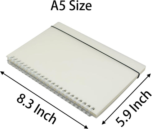Yansanido Spiral Notebook - 3 Pcs A5 Thick Plastic Translucent Frosting Hardcover Dot Paper Journals, 80 Sheets
