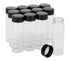 12 Pack of 3 inches, 30 ML Clear Glass Bottles, Storage Container Sample Cosmetic Vials with Black Caps