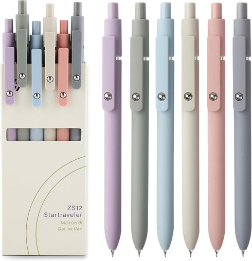 FIOVER 6Pcs Gel Pens 0.5mm, Fine Point Smooth Writing Black Gel Ink Pens for Journaling, Cute Aesthetic Gifts