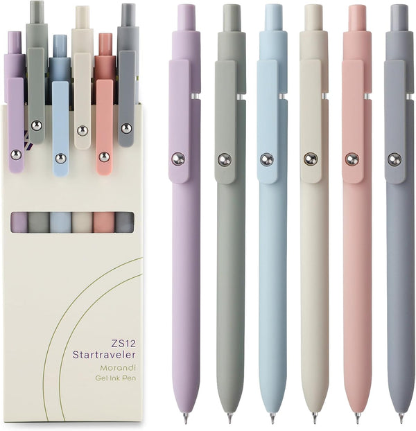 FIOVER 6Pcs Gel Pens 0.5mm, Fine Point Smooth Writing Black Gel Ink Pens for Journaling, Cute Aesthetic Gifts
