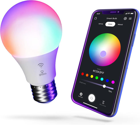 Globe Electric Wi-Fi Smart 10W LED Bulb, Multicolor RGB + Tunable White