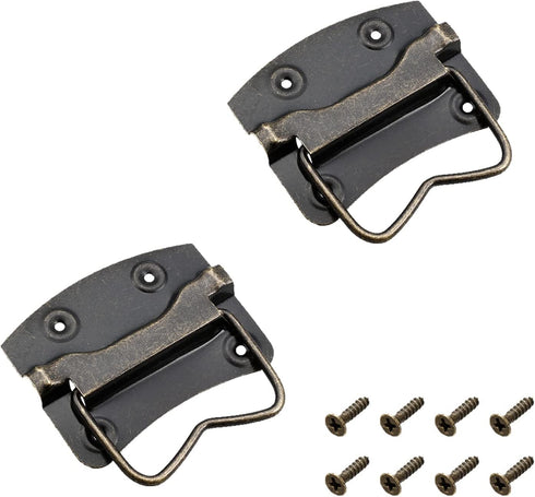 2Pcs Iron Spray Paint Chest Handles (76x60x60mm), Bronze Tone Chest Ring Pull Handle for Home Toolbox Suitcase Drawer