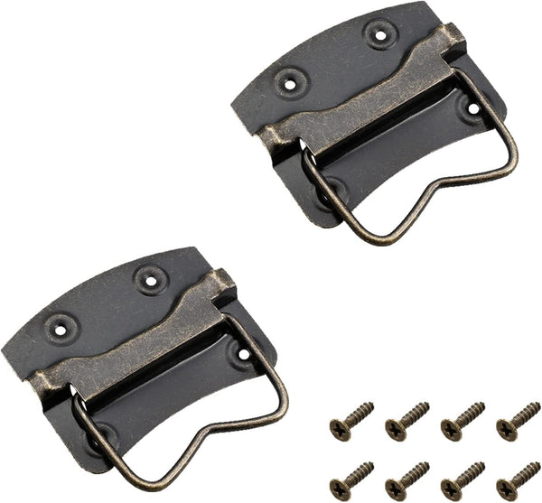 2Pcs Iron Spray Paint Chest Handles (76x60x60mm), Bronze Tone Chest Ring Pull Handle for Home Toolbox Suitcase Drawer