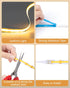 16.4ft Dimmable 3000K, Closet, JUSJUBR LED Shelf Lights, Cuttable COB LED Strip Lights, Warm White Under Shelf Lighting