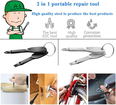 8Pcs Mini Keychain Screwdriver Set, Outdoor Portable EDC Multifunction Tool with Key Ring