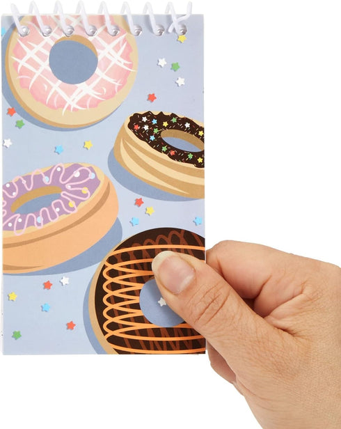 BLUE PANDA 24 Pack Spiral Notepads, 3x5 inches Baking Party Favors for Kids, Mini Notebooks with Donut Designs