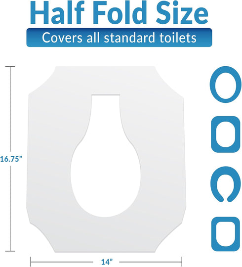 (1250 5 Packs 250) 14x16" Reli. Toilet Seat Covers Pcs, of | Disposable Toilet Seat Cover - Flushable - (Half-Fold) |