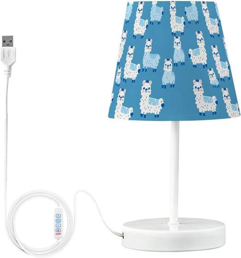 Bedside Lamp Alpaca Blue Table Lamp for Bedroom Desk Lamp with USB