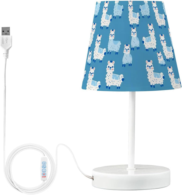 Bedside Lamp Alpaca Blue Table Lamp for Bedroom Desk Lamp with USB