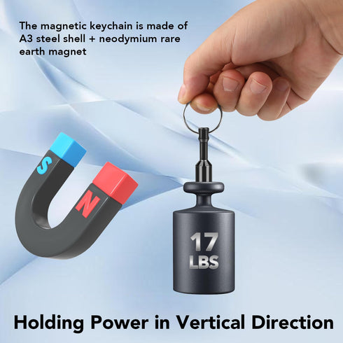 TRYMAG N52 Keychain Magnets, 2 Pack Black Neodymium Pocket Keychain for Testing Brass, Strong Magnetic Holder