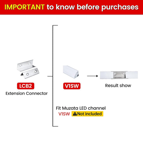 Muzata 20PACK V-shape LED Channel Extension Connectors for V1SW Aluminum LED Channel for Seamless Lighting Project