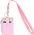 HASFINE ID Badge Holder with Lanyard, 2 Sided 5 Card Slots Wallet with PU Leather Zipper Pocket, Pink