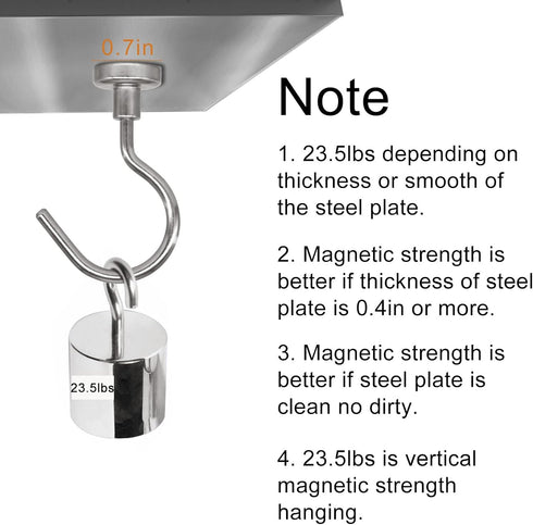 Magnetic Hooks, 23.5LBS Heavy Duty Neodymium Rare Earth Magnet Hooks for Fridge, Keys, BBQ, Pack of 10, Silver