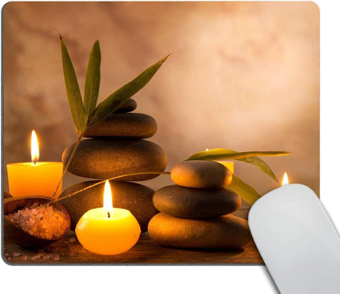 Smooffly Custom Gaming Mouse Pad, Aromatic Candles and Zen Stones Rectangle for Computers, Laptop