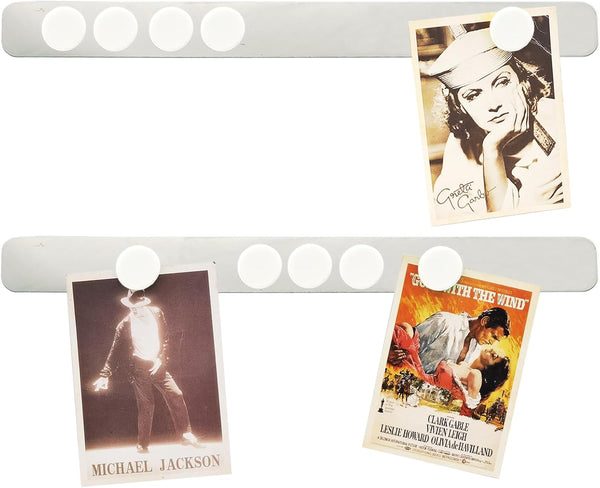 Magnetic Board with 10 Pcs White Magnet - Frameless Stainless Iron Strips with Adhesive Backing
