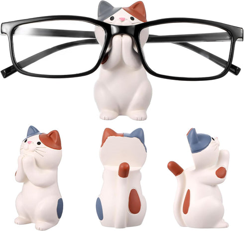 AOZUO Cat Glasses Holder, Cute Glasses Holder for Desk, Resin Eyeglasses Stand Sunglasses Stand Display Eyewear