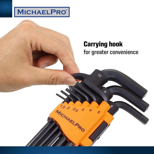 MichaelPro MP001048 Ball End Hex Key Set, 9pc Allen Wrench Set in Metric with Convenient Storage Holder