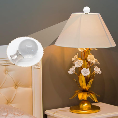 Biaungdo 2 Pack 1/4-27 Inch Glass Crystal Lamp Finial, Clear Lamp Finial Cap Knob Glass Ball Lamp Screw Top Lamp