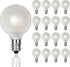 25 Pack G40 LED Globe Frosted Light Bulbs, Warm White, E12 Screw Base, Shatterproof Replacement for Indoor Outdoor