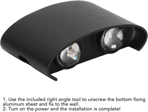 LED Wall Sconce, Waterproof Modern Wall Lamp for Indoor Outdoor Decoration, 90 265V 4W Black Shell