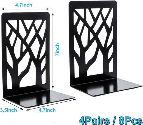 Black(4 MSDADA Bookends, Book Ends for Shelves, Bookends for Office, Book Ends for Heavy Books, Book Shelf Holder Stand