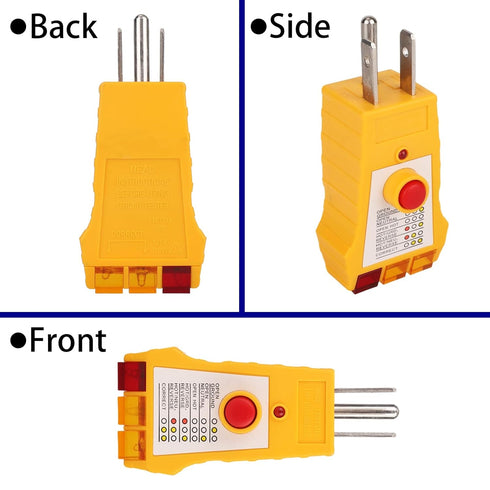 BTFO GFCI Outlet Tester, Standard US Receptacle Circuit Analyzer with Ground Fault Detection Auto Voltage Polarity