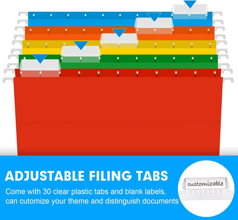 RAZCC Extra Capacity Hanging File Folders, 30 Pack, Letter Size Reinforced with Heavy Duty 2 Inch Expansion