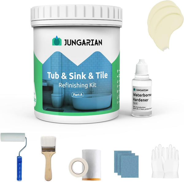 Tub and Tile Refinishing Kit 35oz with Tools, Low Odor DIY Bathroom