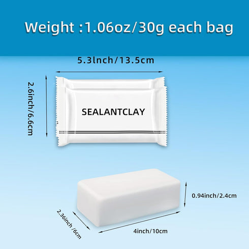 Pack of 8 White Seal Putty Waterproof Duct Seal Repair Clay, Quick Mending Mud for Drain Connection, Wall Hole, Air