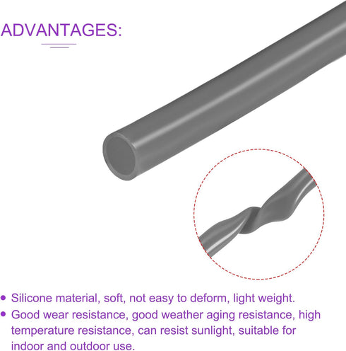 DMiotech 3/8"(10mm) ID 1/2"(13mm) OD Grey Silicone Tube, 3.3 Feet Industrial Tubing for Water Air Pump