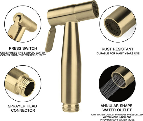 VNFOCRQJH Bidet Sprayer for Toilet, Handheld Sprayer Kit, Stainless Steel Bathroom Cloth Diaper Faucet