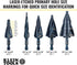 Klein Tools QRST03 Step Drill Bit, Quick Release Spiral Double-Fluted, 1/4 to 3/4-Inch, Hex Shank for Cutting Steel,